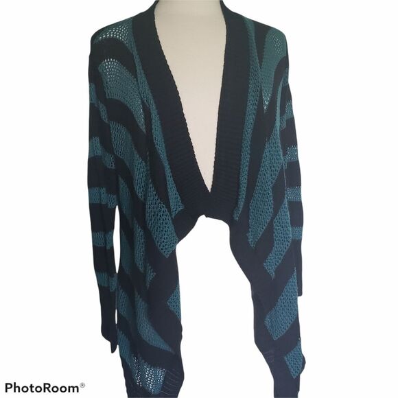 BONGO Striped Open Front Cardigan - XL - Picture 2 of 8